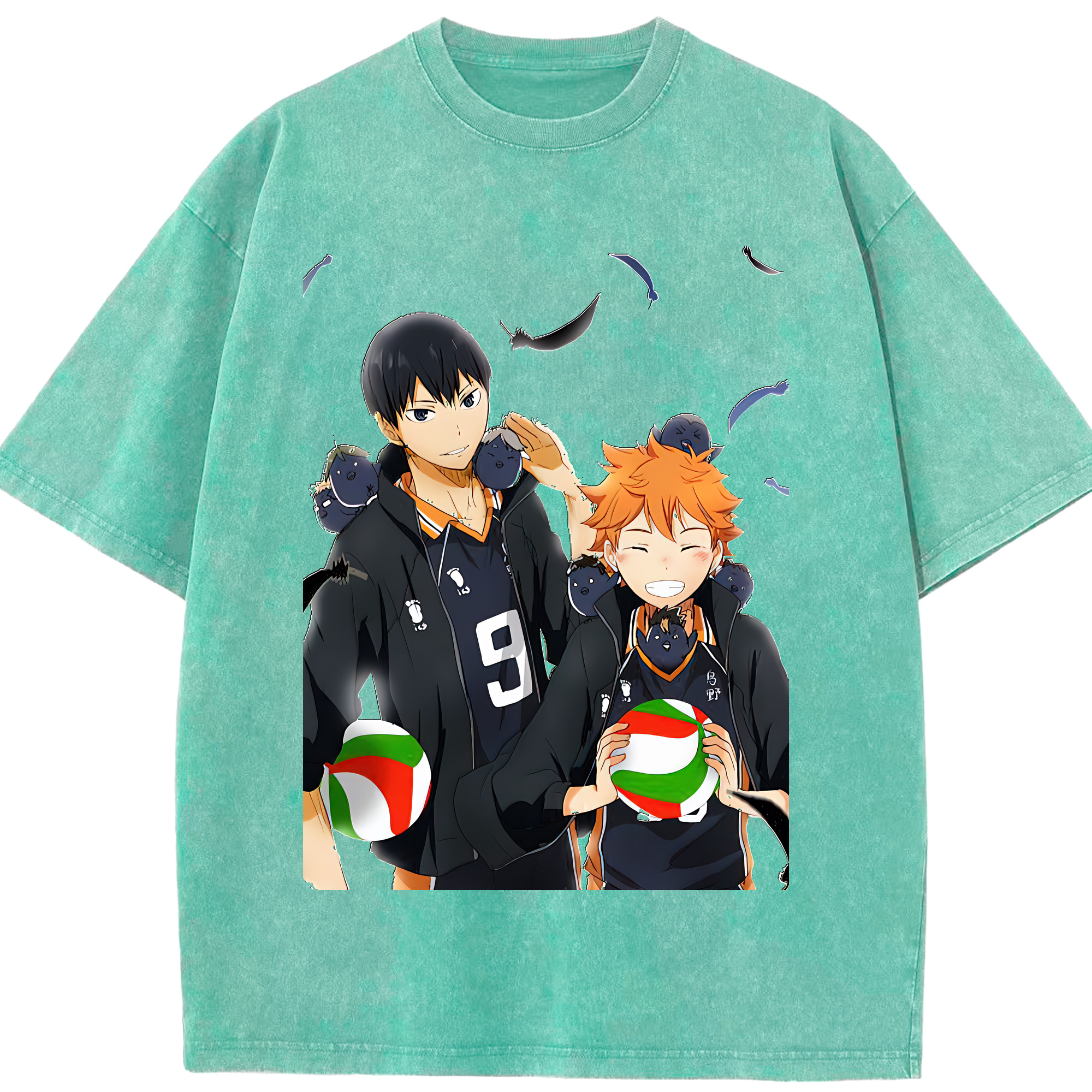 （画像用） ハイキュー!! Haikyu!! 綿100% ヴィンテージ風 半袖Tシャツ（フロントプリント）